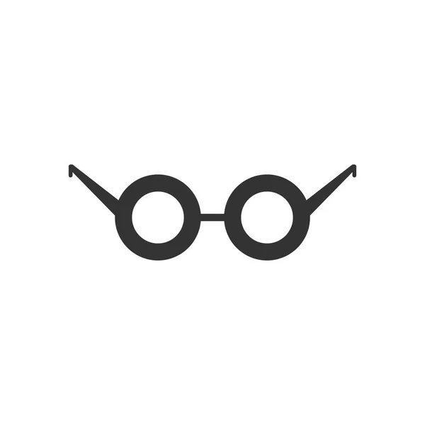 メガネ 白い背景の黒いアイコン フラット — ストックベクタ
