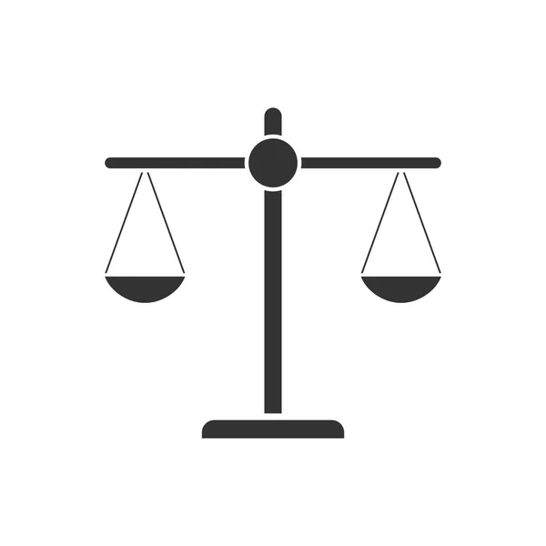 Gerechtigkeitsskala Schwarzes Symbol Flach Auf Weißem Hintergrund — Stockvektor