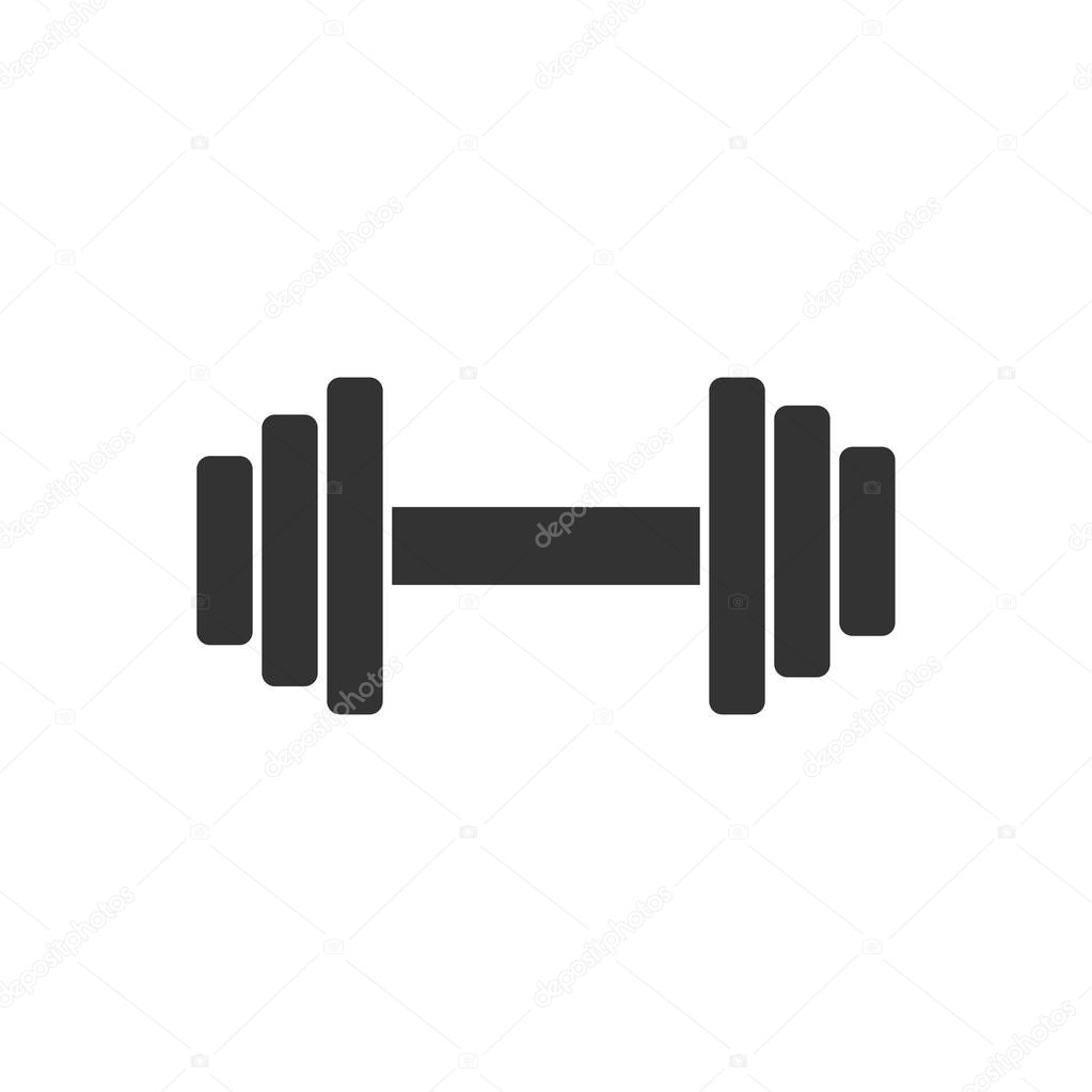 Barbell. Black Icon Flat on white background