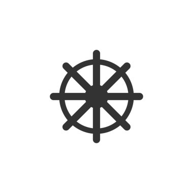 Dümen. Siyah simge düz beyaz arka plan üzerinde