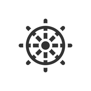 Dümen. Siyah simge düz beyaz arka plan üzerinde