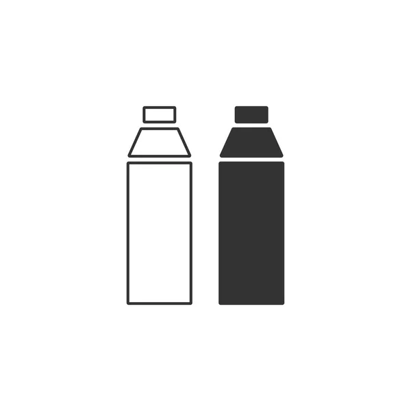 Plastikowe Butelki Czarna Ikona Mieszkanie Białym Tle — Wektor stockowy