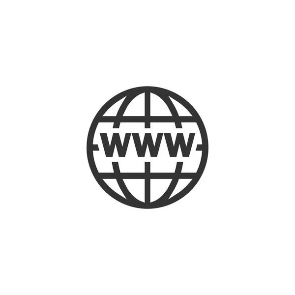 World Wide Web Fekete Ikon Lapos Fehér Háttér — Stock Vector