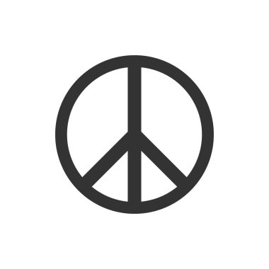 Hippi barış. Siyah simge düz beyaz arka plan üzerinde