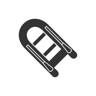 Powerboat. Siyah simge düz beyaz arka plan üzerinde