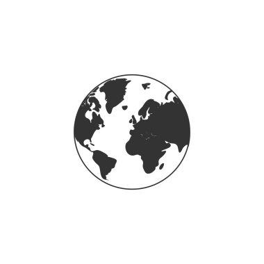 Dünya küresi. Beyaz arkaplanda Siyah Simge Düzlüğü