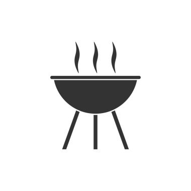 Kavurma Barbekü. Siyah simge düz beyaz arka plan üzerinde