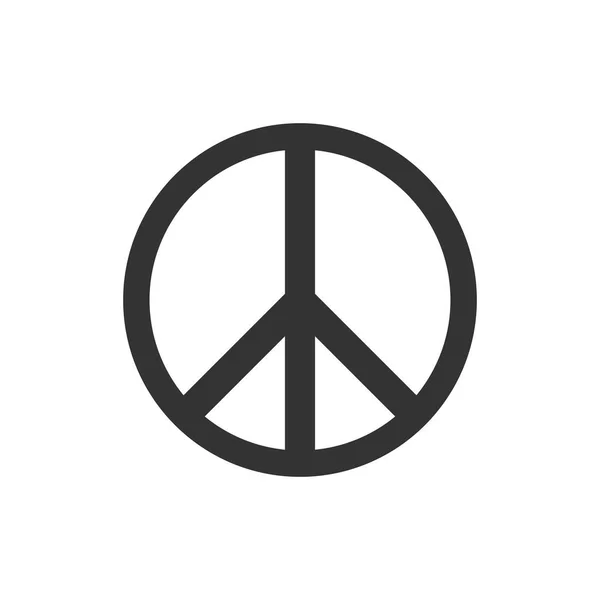 Hippi Barış Siyah Simge Düz Beyaz Arka Plan Üzerinde — Stok Vektör