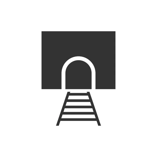 Túnel Ferroviario Icono Negro Plano Sobre Fondo Blanco — Vector de stock