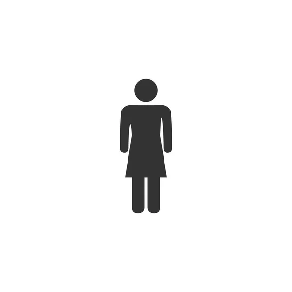 Femme Icône Noire Plat Sur Fond Blanc — Image vectorielle