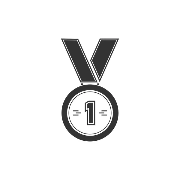 Medal Black Icon Flat White Background — Stock Vector