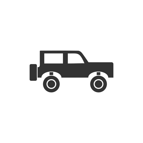 Viaggio Jeep Icona Nera Piatto Sfondo Bianco — Vettoriale Stock
