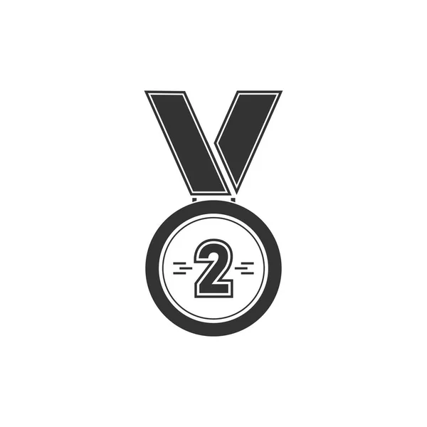 Medaille Schwarz Icon Flach Auf Weißem Hintergrund — Stockvektor
