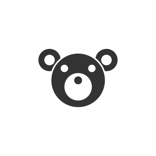 Osito Peluche Icono Negro Plano Sobre Fondo Blanco — Vector de stock