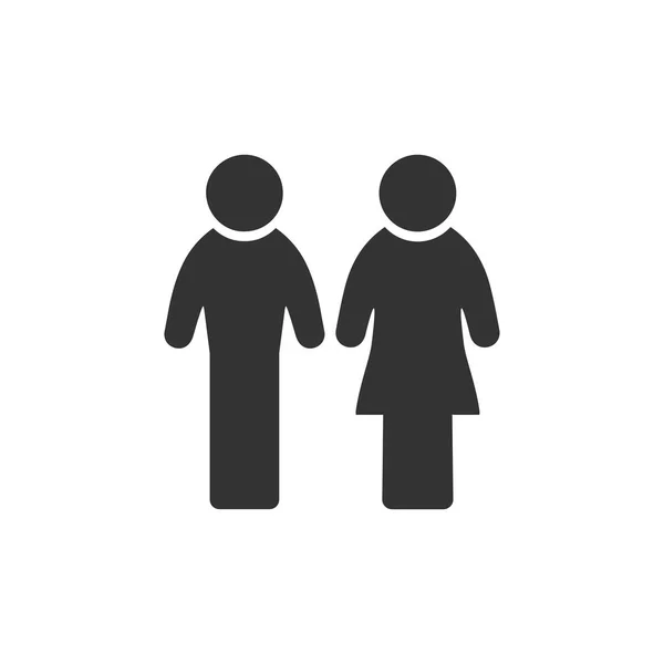 男と女 白い背景の黒いアイコン フラット — ストックベクタ
