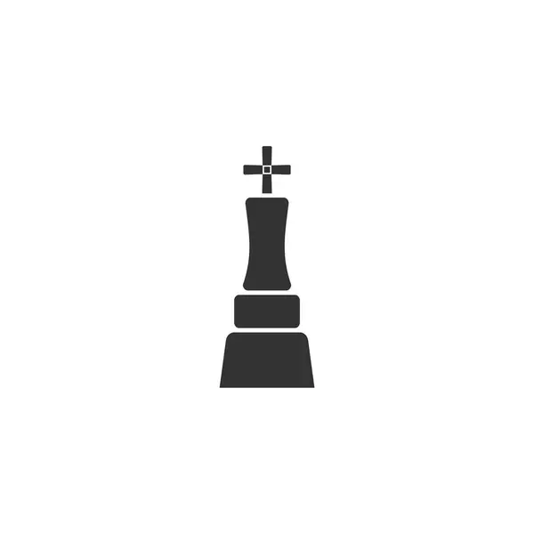 Шаховий Король Чорна Ікона Плоский Білому Тлі — стоковий вектор