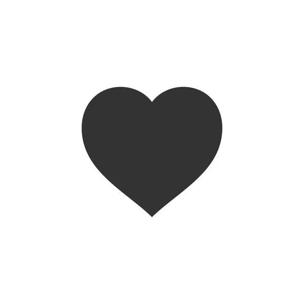 Corazón Icono Negro Plano Sobre Fondo Blanco — Vector de stock