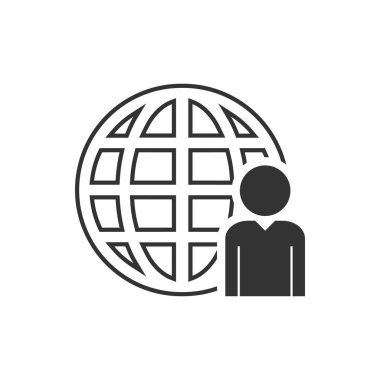 Ağ Yöneticisi. Siyah simge düz beyaz arka plan üzerinde