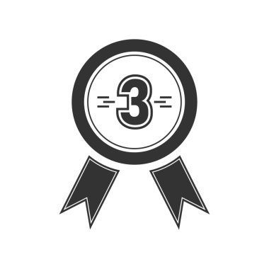 Madalya ödülü. Siyah simge düz beyaz arka plan üzerinde