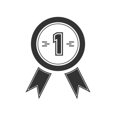 Madalya ödülü. Siyah simge düz beyaz arka plan üzerinde