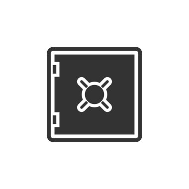 Güvenli. Siyah simge düz beyaz arka plan üzerinde