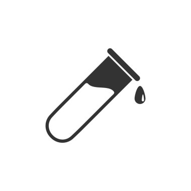 Test tüpü. Siyah simge düz beyaz arka plan üzerinde