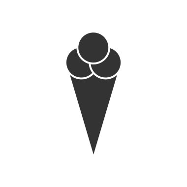 Gözleme koni dondurma topları. Siyah simge düz beyaz arka plan üzerinde