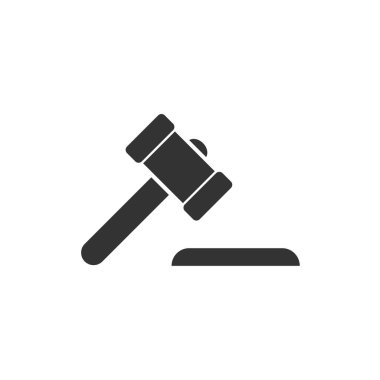 Çekiç Yargıç. Siyah simge düz beyaz arka plan üzerinde