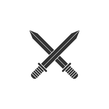 Çapraz kılıç. Siyah simge düz beyaz arka plan üzerinde