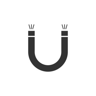 Mıknatıs. Siyah simge düz beyaz arka plan üzerinde