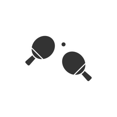 Ping pong. Siyah simge düz beyaz arka plan üzerinde