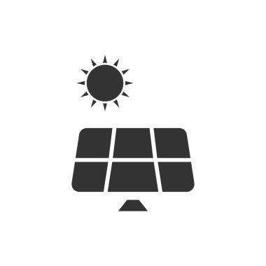 Güneş paneli. Siyah simge düz beyaz arka plan üzerinde