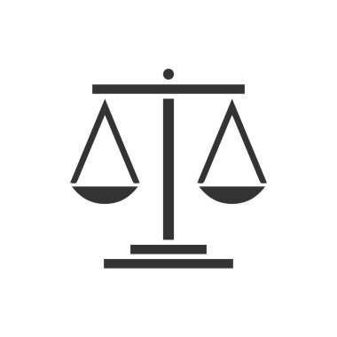 Terazi. Siyah simge düz beyaz arka plan üzerinde