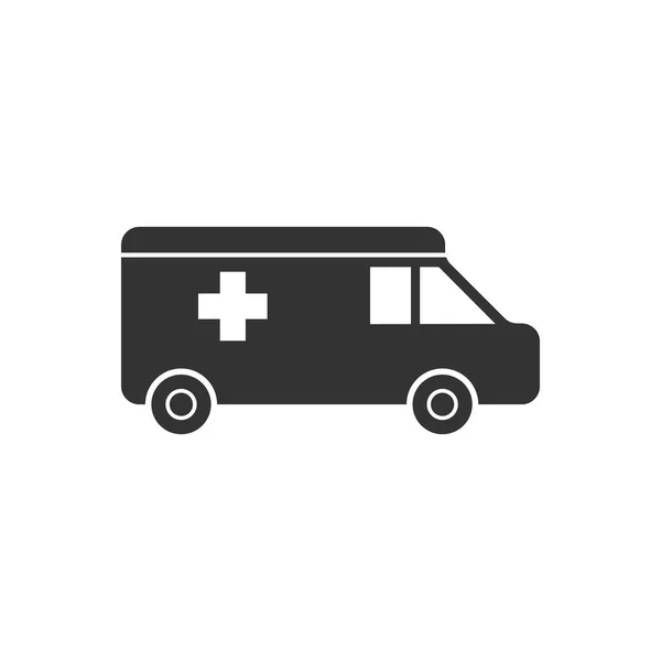 Ambulancia Icono Negro Plano Sobre Fondo Blanco — Vector de stock