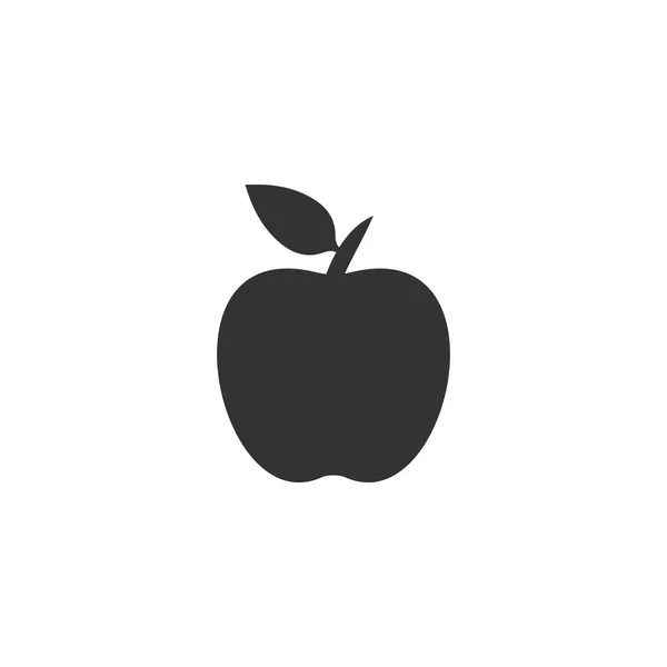 Manzana Icono Negro Plano Sobre Fondo Blanco — Vector de stock