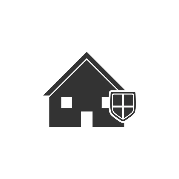 Assurance Habitation Icône Noire Plat Sur Fond Blanc — Image vectorielle