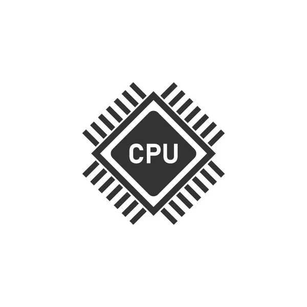 Cpu 白い背景の黒いアイコン フラット — ストックベクタ
