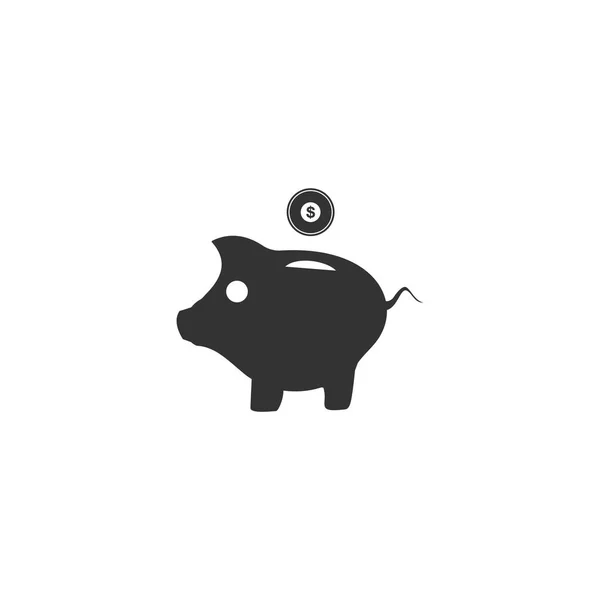 Tirelire Porc Icône Noire Plat Sur Fond Blanc — Image vectorielle