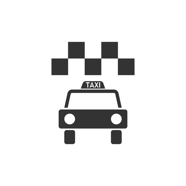タクシー 白い背景の黒いアイコン フラット — ストックベクタ