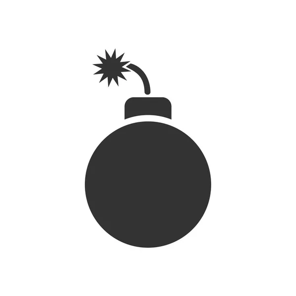 Bomba Černá Ikona Plochý Bílém Pozadí — Stockový vektor