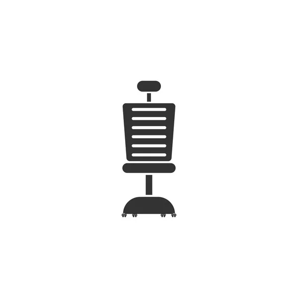 Kancelářská Židle Černá Ikona Plochý Bílém Pozadí — Stockový vektor