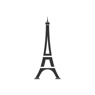 Eyfel Kulesi. Siyah simge düz beyaz arka plan üzerinde