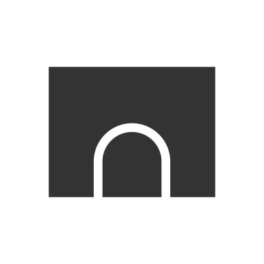 Tünel. Siyah simge düz beyaz arka plan üzerinde