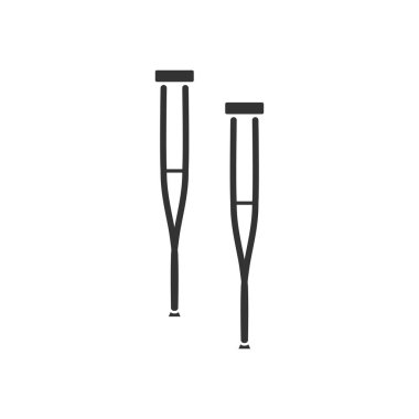 Sağlık koltuk değneği. Siyah simge düz beyaz arka plan üzerinde