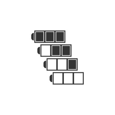 Pil. Siyah simge düz beyaz arka plan üzerinde