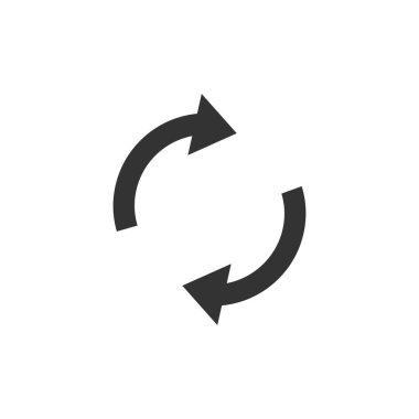 Ok geri dönüşüm. Siyah simge düz beyaz arka plan üzerinde