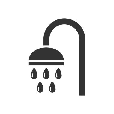 Duş. Siyah simge düz beyaz arka plan üzerinde