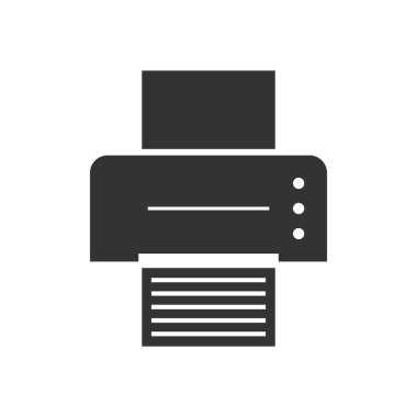 Yazıcı. Siyah simge düz beyaz arka plan üzerinde