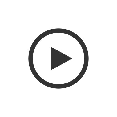 Yürüt düğmesi. Siyah simge düz beyaz arka plan üzerinde