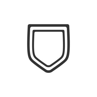 Kalkan. Siyah simge düz beyaz arka plan üzerinde